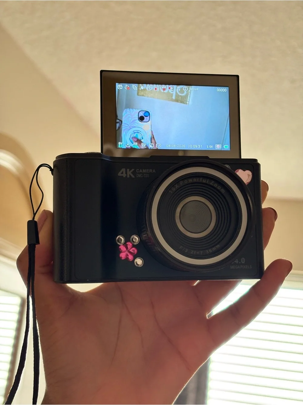Black 4K Digital Camera with Accessories - Compact Travel Camera